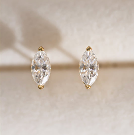 Marquise Cut VVS1 Moissanite Screw or Push Back Earrings · GRA Certified · 925 Sterling Silver
