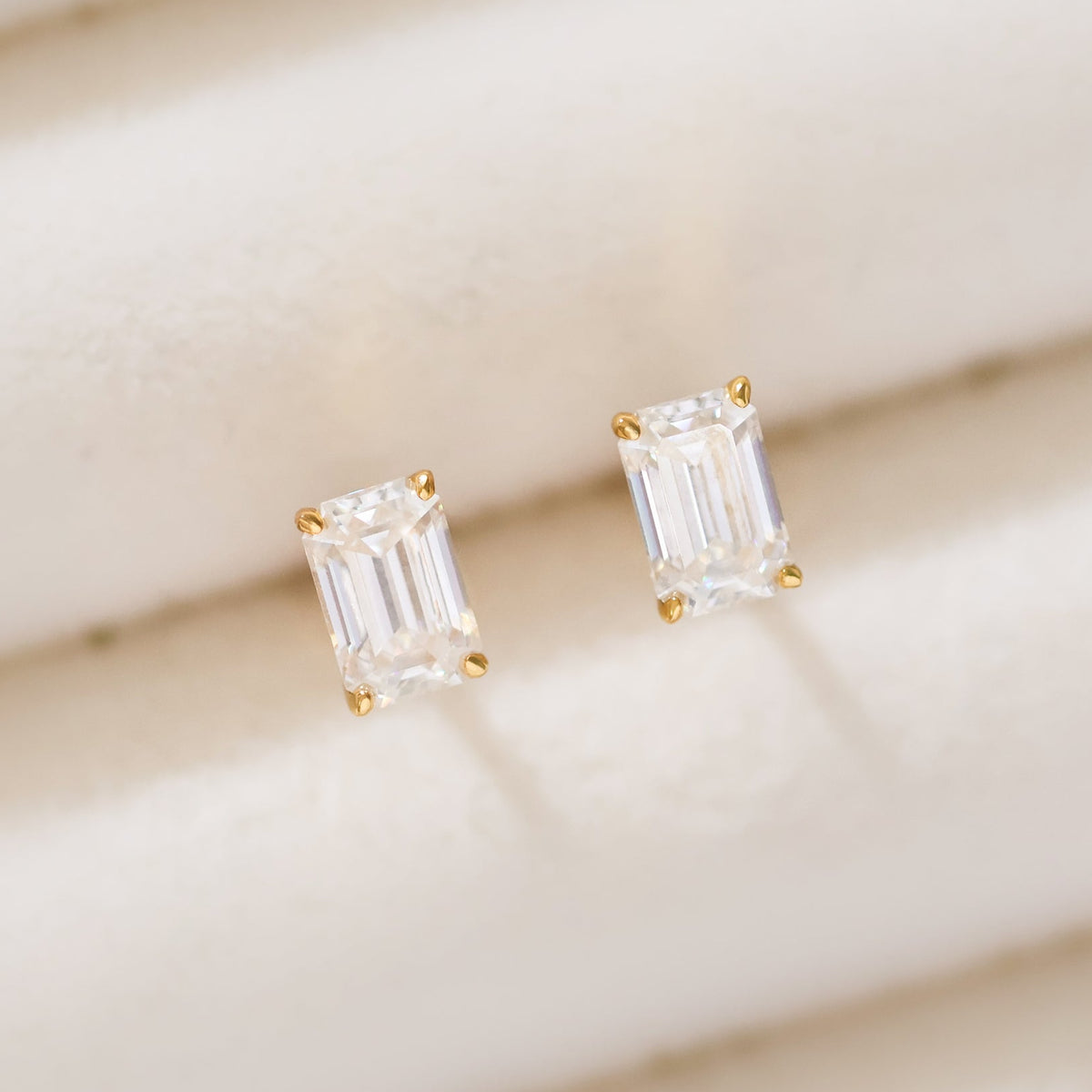 Emerald Cut VVS1 Moissanite Screw or Push Back Earrings · GRA Certified · 925 Sterling Silver