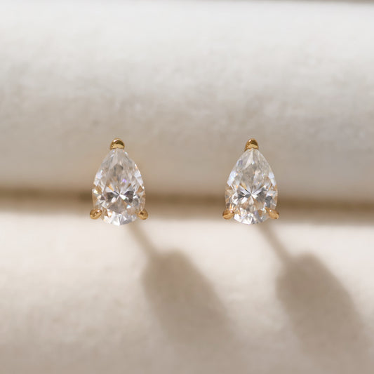 Pear Cut VVS1 Moissanite Screw or Push Back Earrings · GRA Certified · 925 Sterling Silver