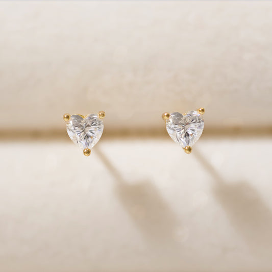 Heart Cut VVS1 Moissanite Screw or Push Back Earrings · GRA Certified · 925 Sterling Silver