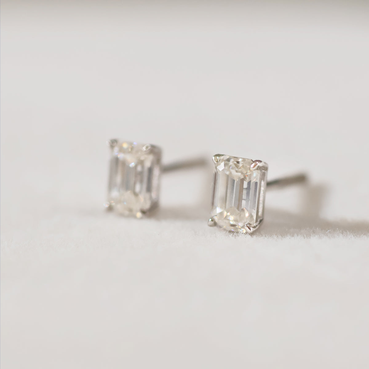 Emerald Cut VVS1 Moissanite Screw or Push Back Earrings · GRA Certified · 925 Sterling Silver