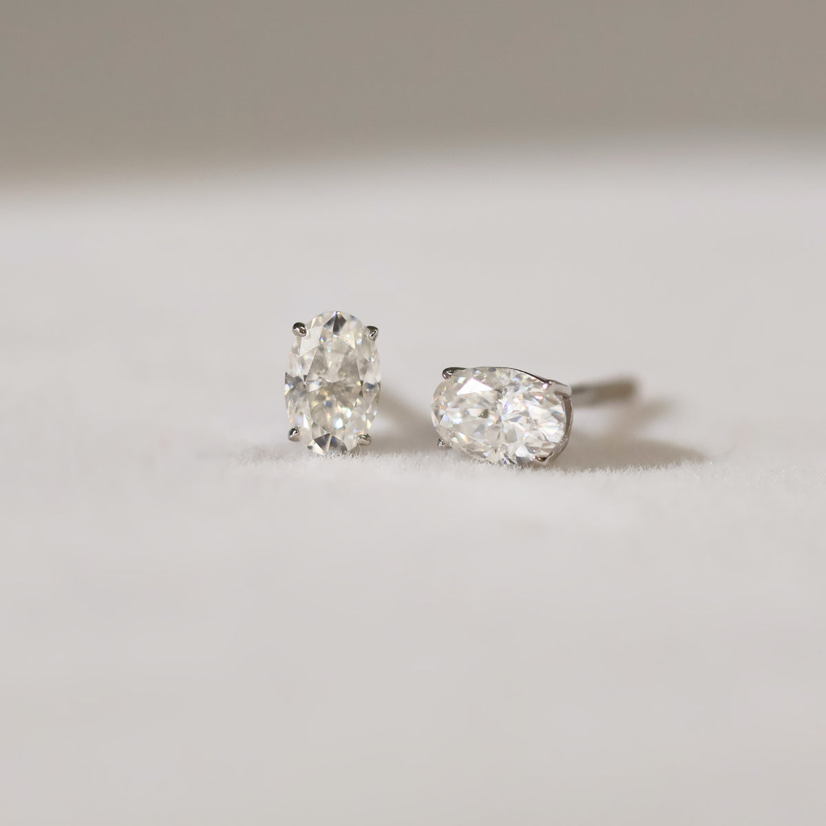 Oval Cut VVS1 Moissanite Screw or Push Back Earrings · GRA Certified · 925 Sterling Silver