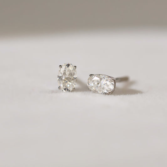 Oval Cut VVS1 Moissanite Screw or Push Back Earrings · GRA Certified · 925 Sterling Silver