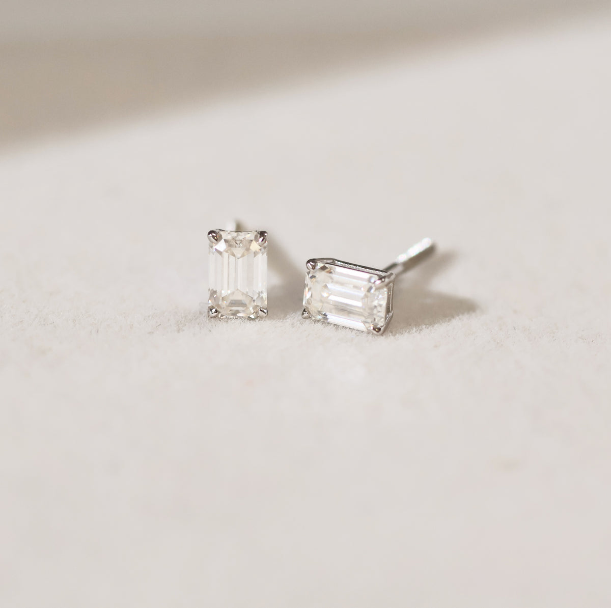 Emerald Cut VVS1 Moissanite Screw or Push Back Earrings · GRA Certified · 925 Sterling Silver
