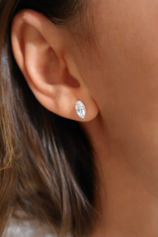 Marquise Cut VVS1 Moissanite Screw or Push Back Earrings · GRA Certified · 925 Sterling Silver