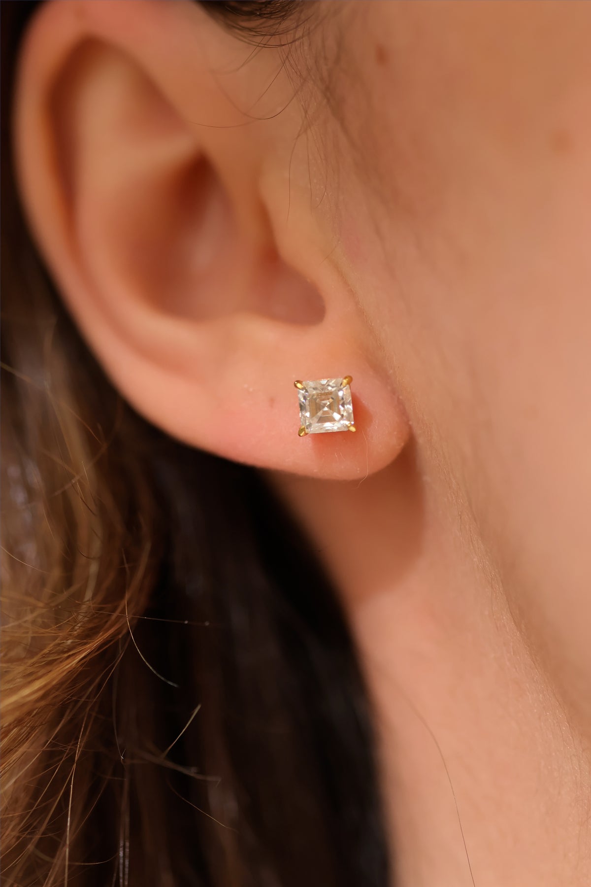 Asscher Cut VVS1 Moissanite Screw or Push Back Earrings · GRA Certified · 925 Sterling Silver