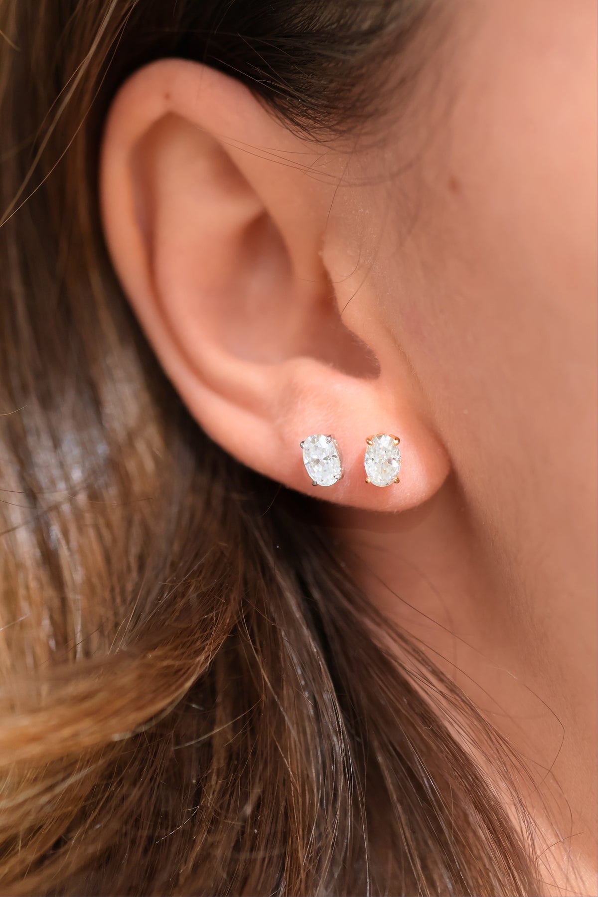 Oval Cut VVS1 Moissanite Screw or Push Back Earrings · GRA Certified · 925 Sterling Silver