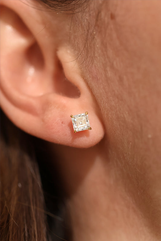 Asscher Cut VVS1 Moissanite Screw or Push Back Earrings · GRA Certified · 925 Sterling Silver