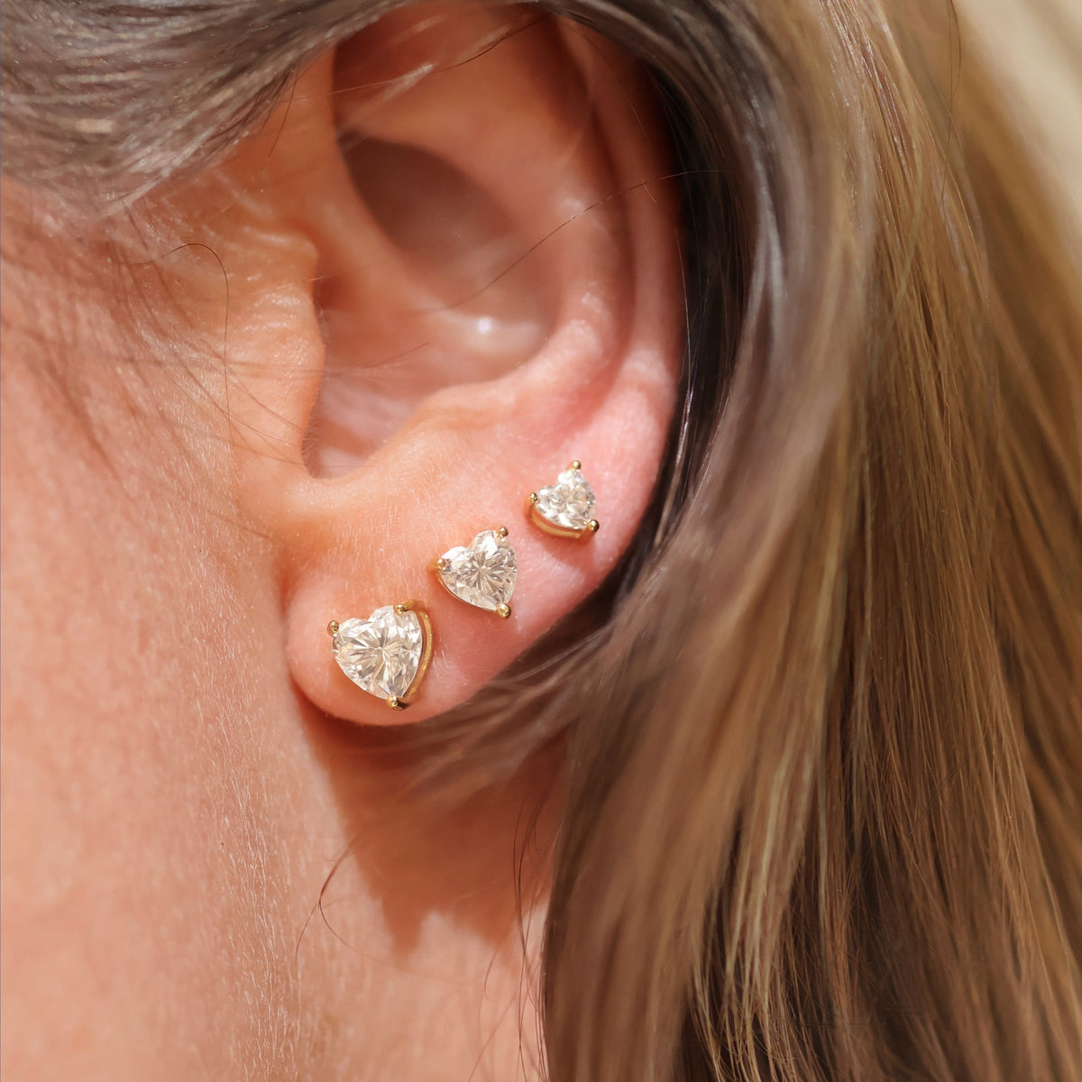 Heart Cut VVS1 Moissanite Screw or Push Back Earrings · GRA Certified · 925 Sterling Silver