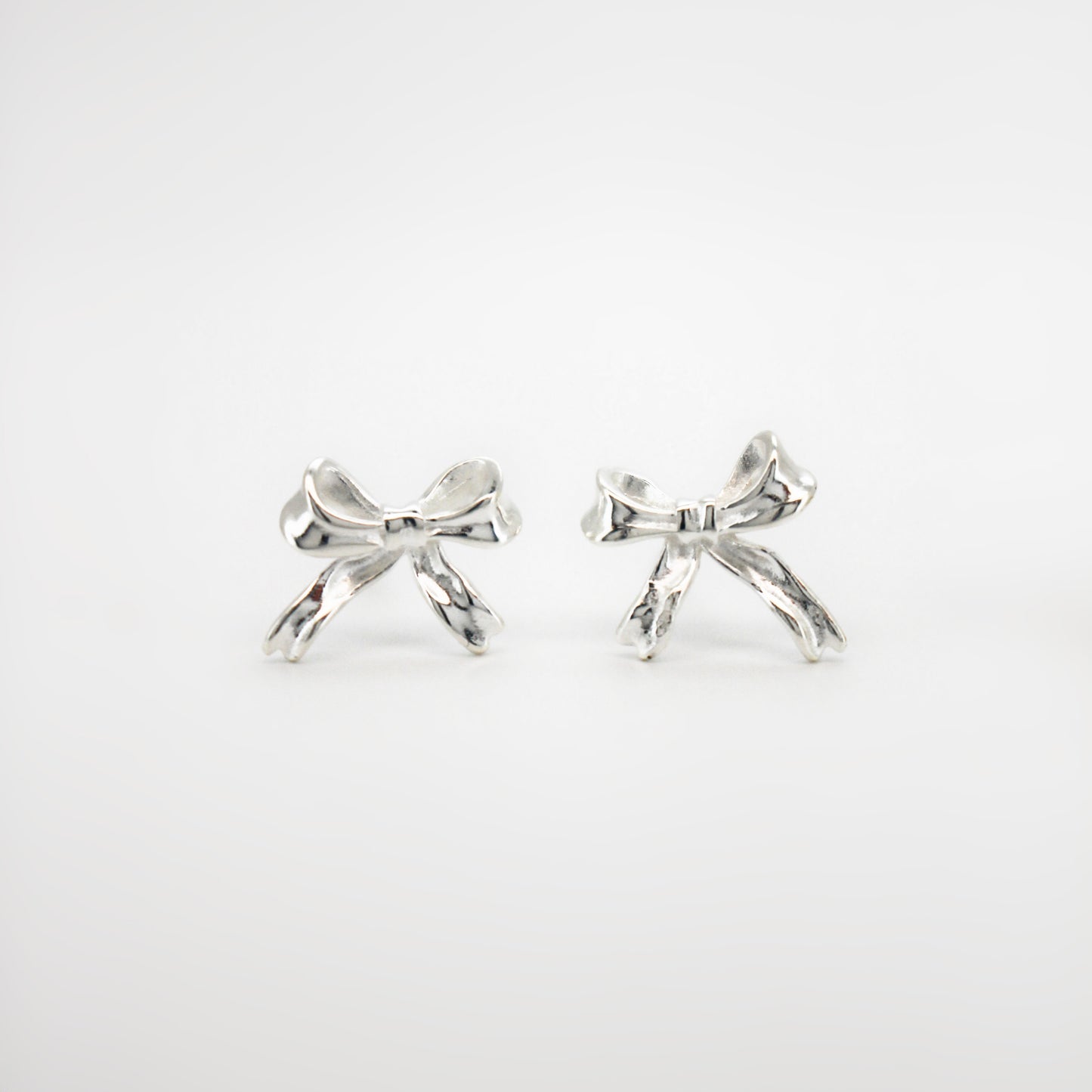 COQUETTE - 925 Sterling Silver Solid Bow Earrings ∙ Ribbon Gold Stud ∙ Minimalist Simple Earrings ∙ Waterproof