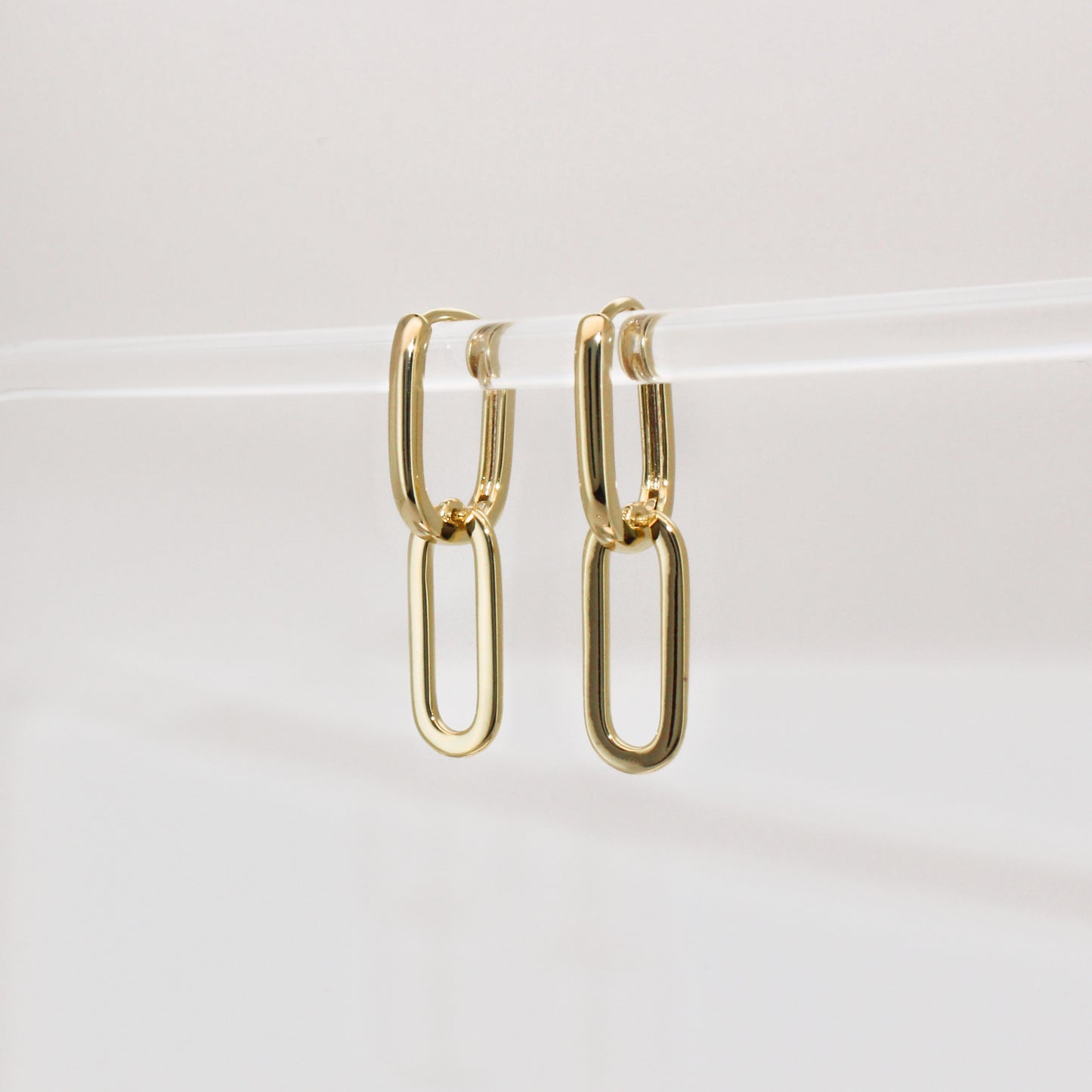 NEMY - Hoop Earrings Dipped in 14K Gold ∙ Chunky Earrings ∙ Rectangle Chain Dangle Earrings ∙ Geometric Hoops ∙ Paperclip Creoles