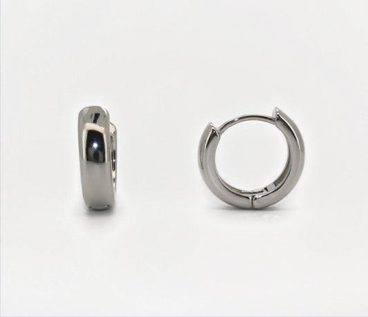 JEN - Chunky hoops earrings in silver ∙ Minimalist Creole earrings ∙ 1 pair ∙ Silver Huggies ∙ 15mm