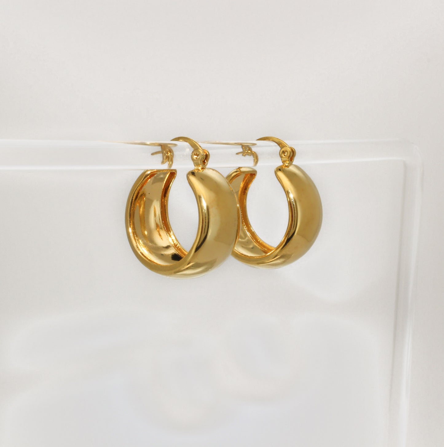 Boucles d'oreilles créoles à dôme large 24K | Gros cerceau large