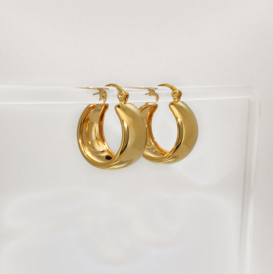 DOME - 24K Wide Dome Hoop Earrings | Chunky Wide Hoop