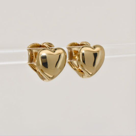 ADORE- Sparkling 14K Gold Tiny Hoop Heart Earrings Studs For Valentine · 12mm · Dainty Simple Huggies · Lightweight · Gold Earrings
