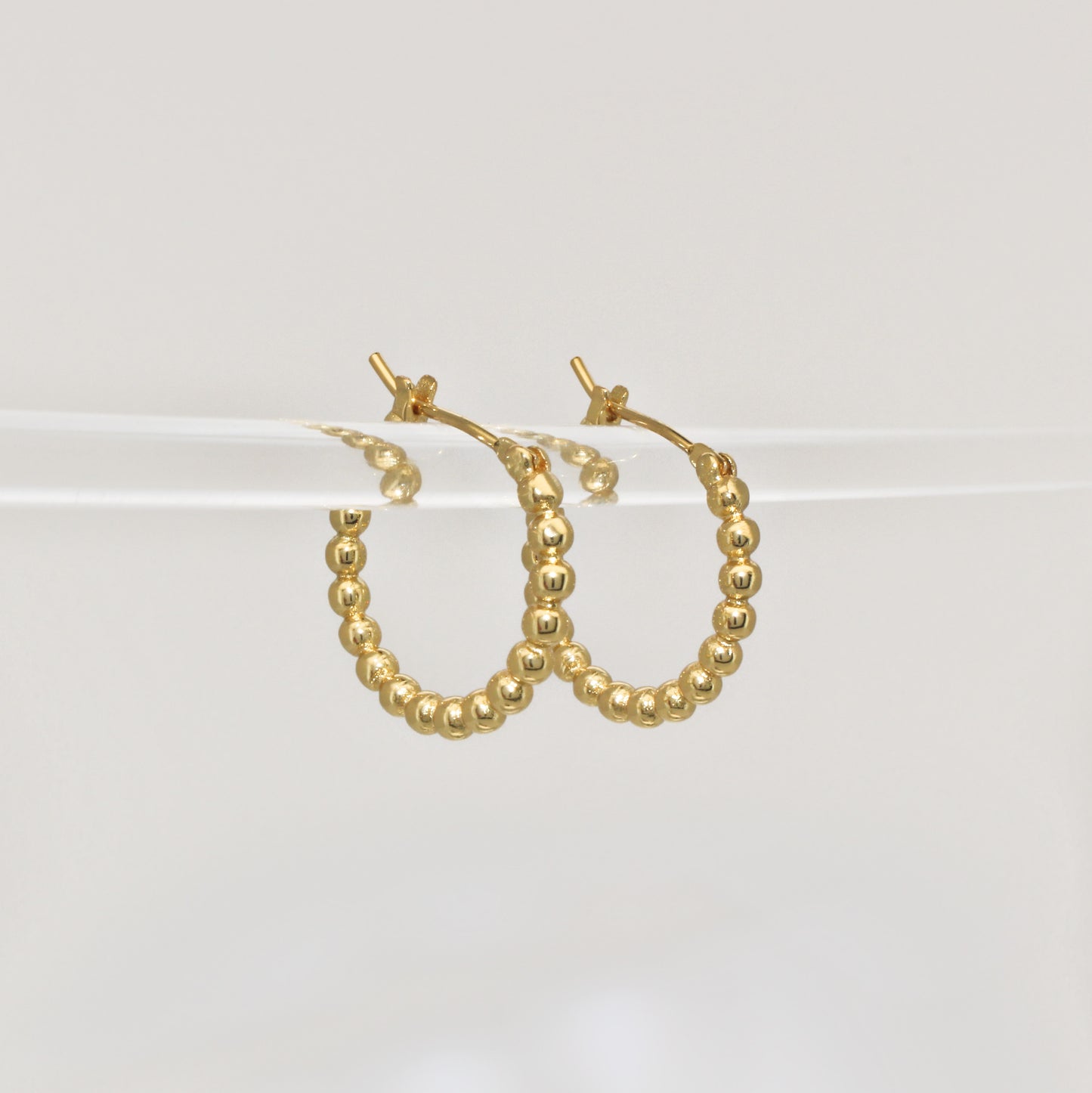Créoles perlées - Boucles d'Oreilles Or Vermeil 14 Carats - 20mm