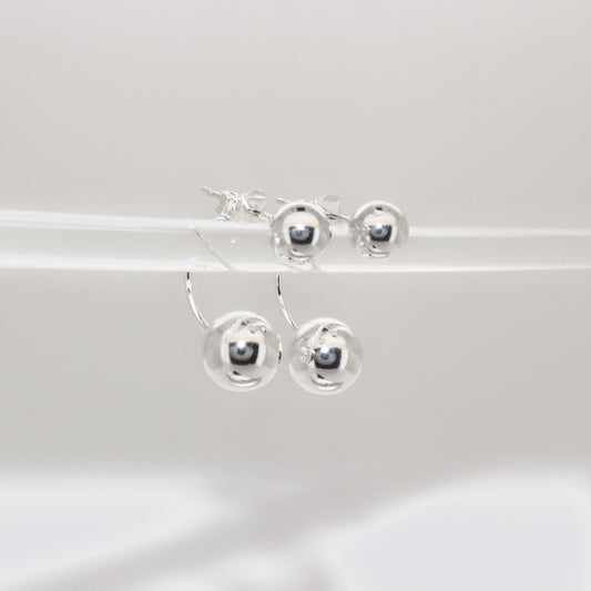 CORINE - Back Earrings in 925 sterling silver · Ear Jacket Double Sphere