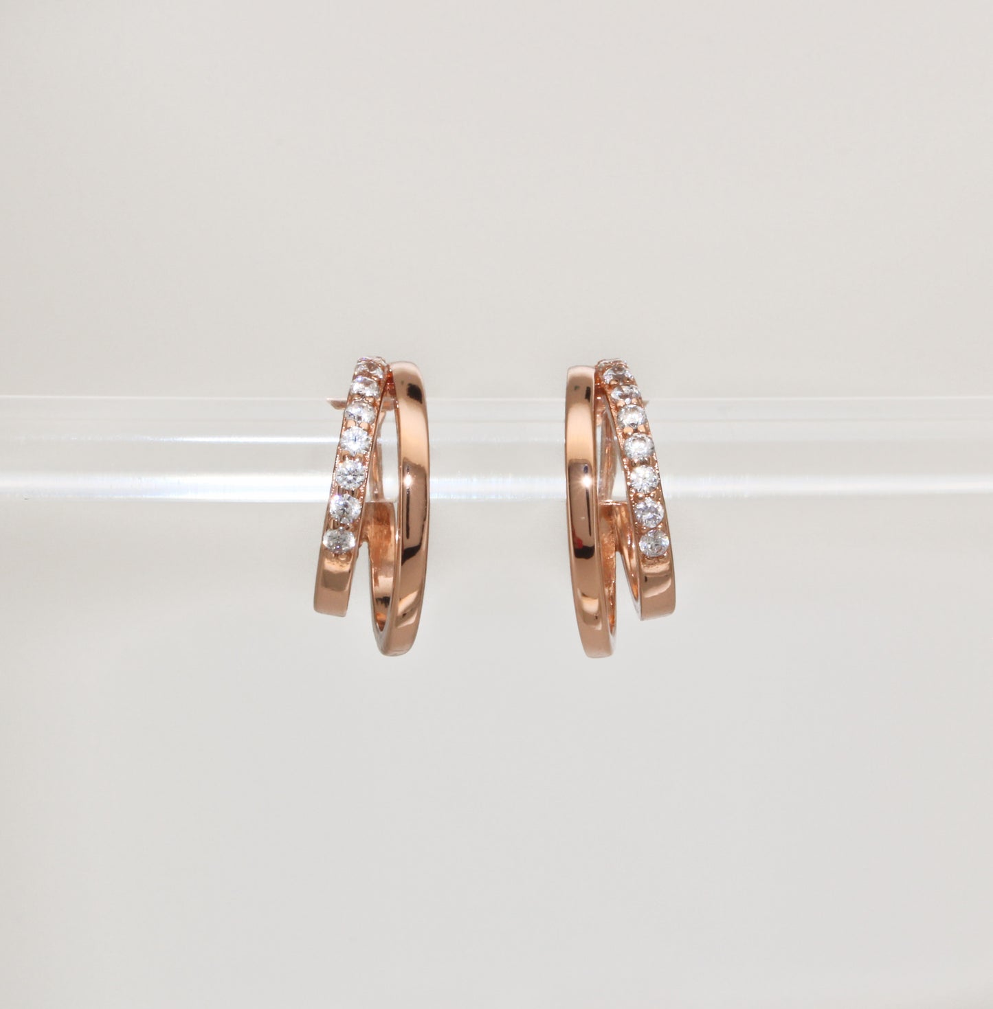18k Gold Vermeil Double Hoops Diamond Earrings