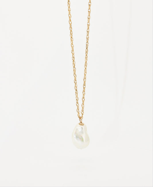MUSE - 14K Gold Filled and Vegan Baroque Pearl Irregular Rope Necklace