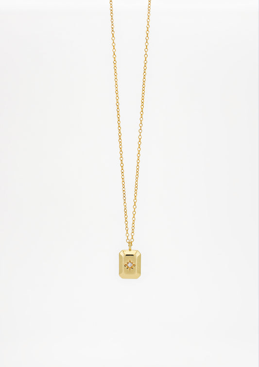 14k Gold Polar Star Charm Necklace with Dainty Cable Chain