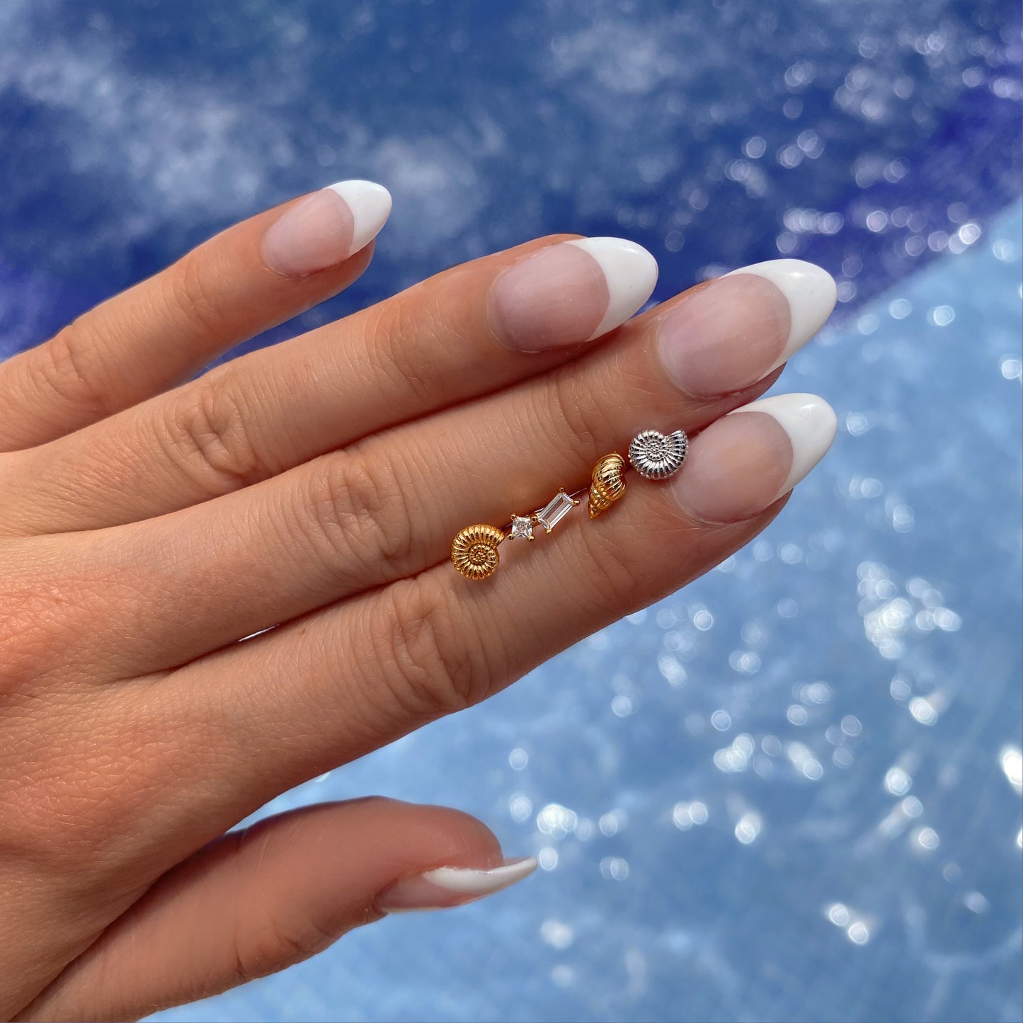 18k Gold Vermeil Multi Baguette Stud Earrings