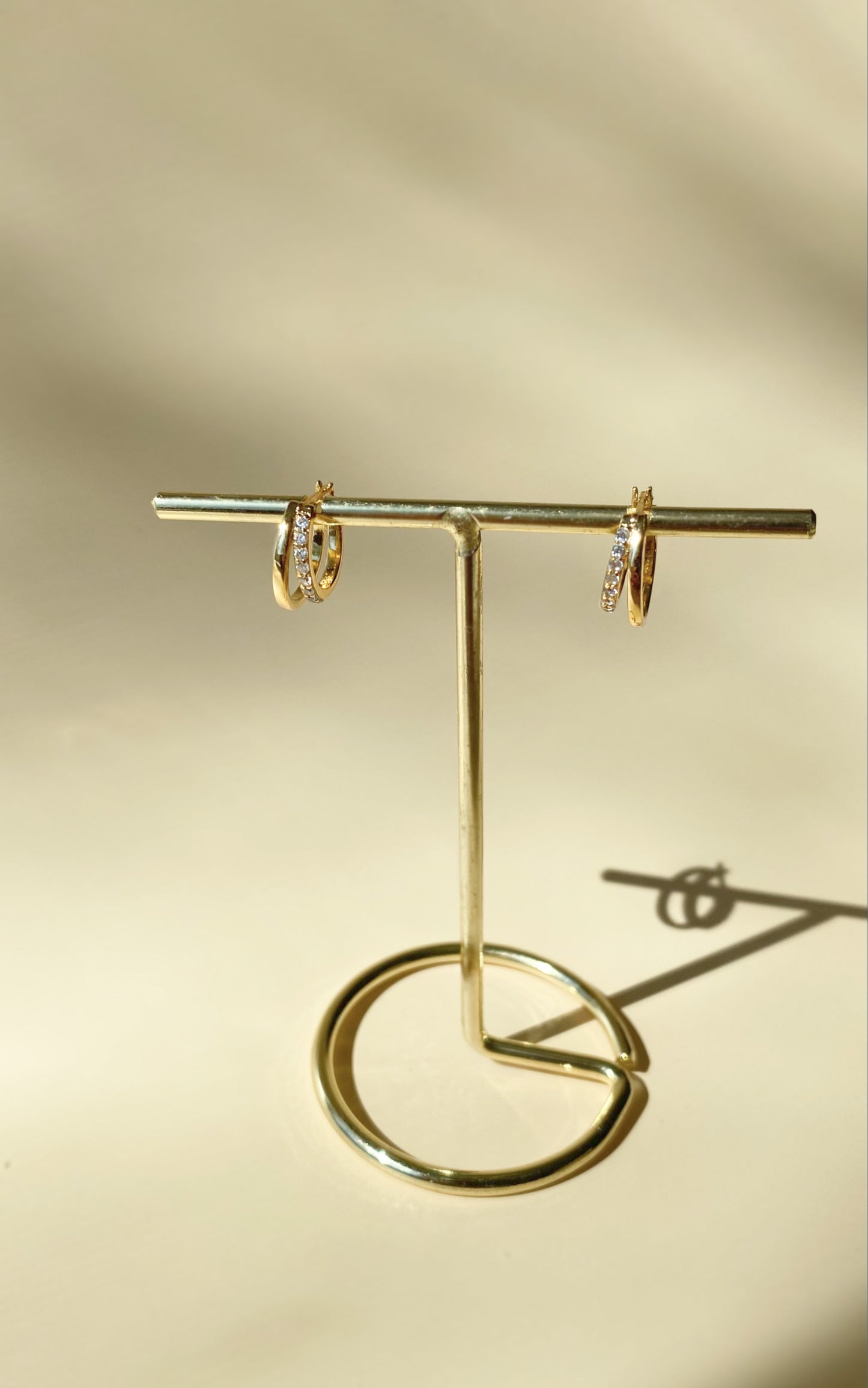 18k Gold Vermeil Double Hoops Diamond Earrings