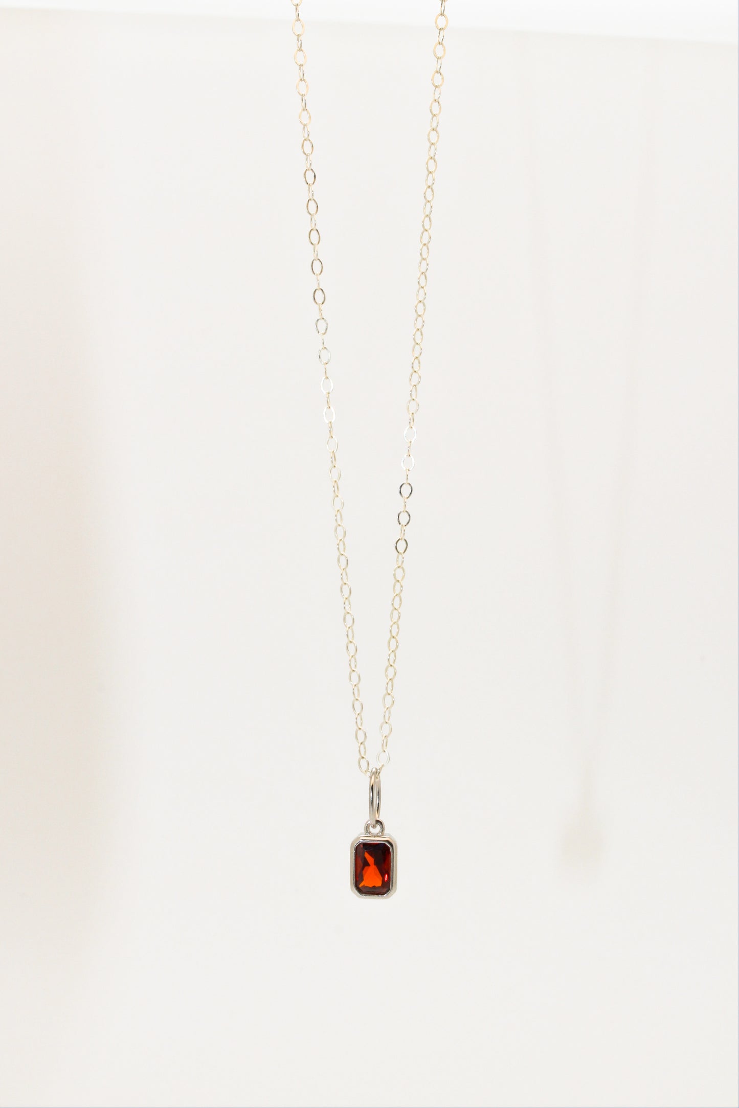 925 Sterling Silver Garnet Zircon Necklace ∙ Dark Red Pendant