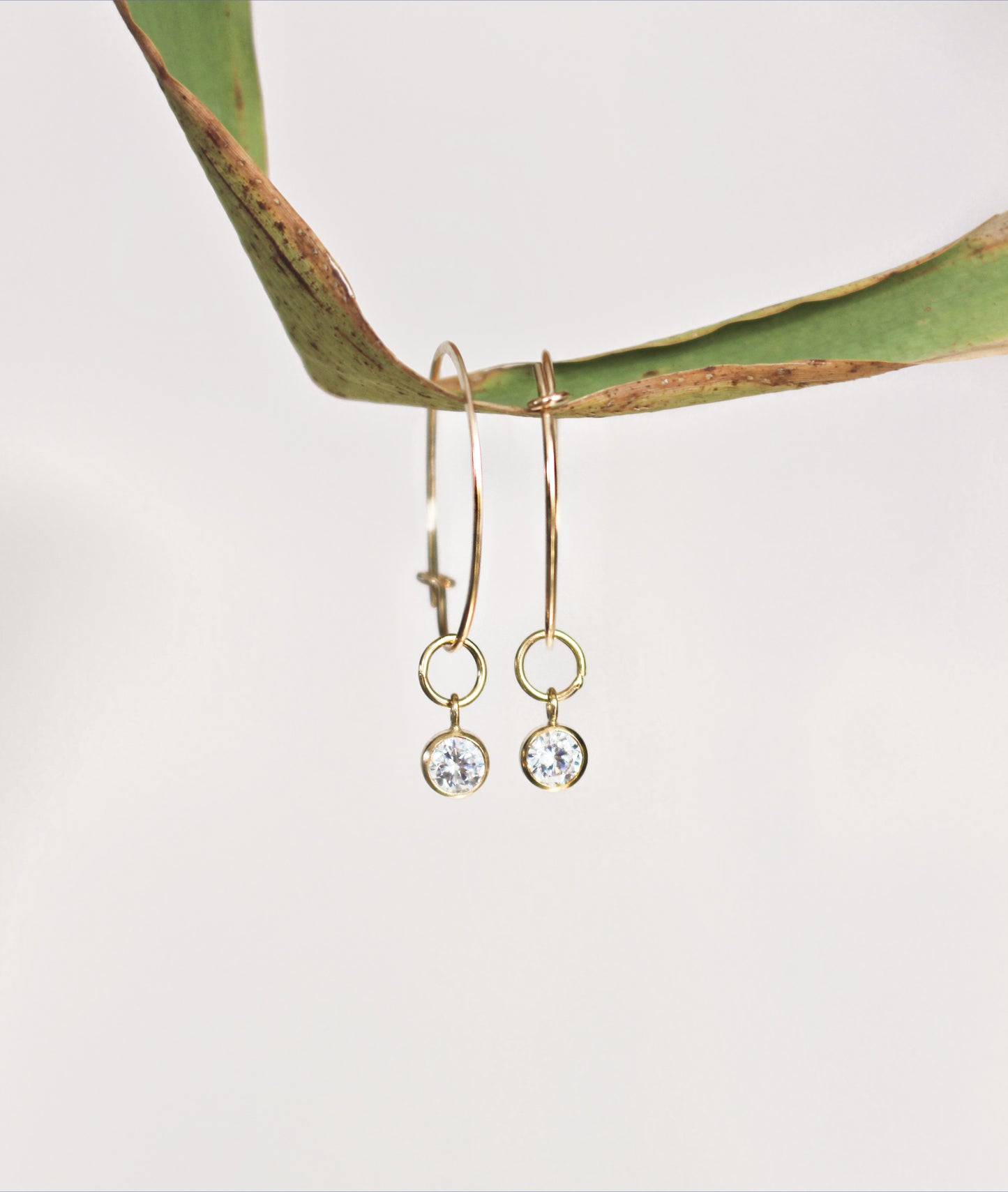 Dainty Zircon Drop Hoops Earrings in 14K Gold Filled