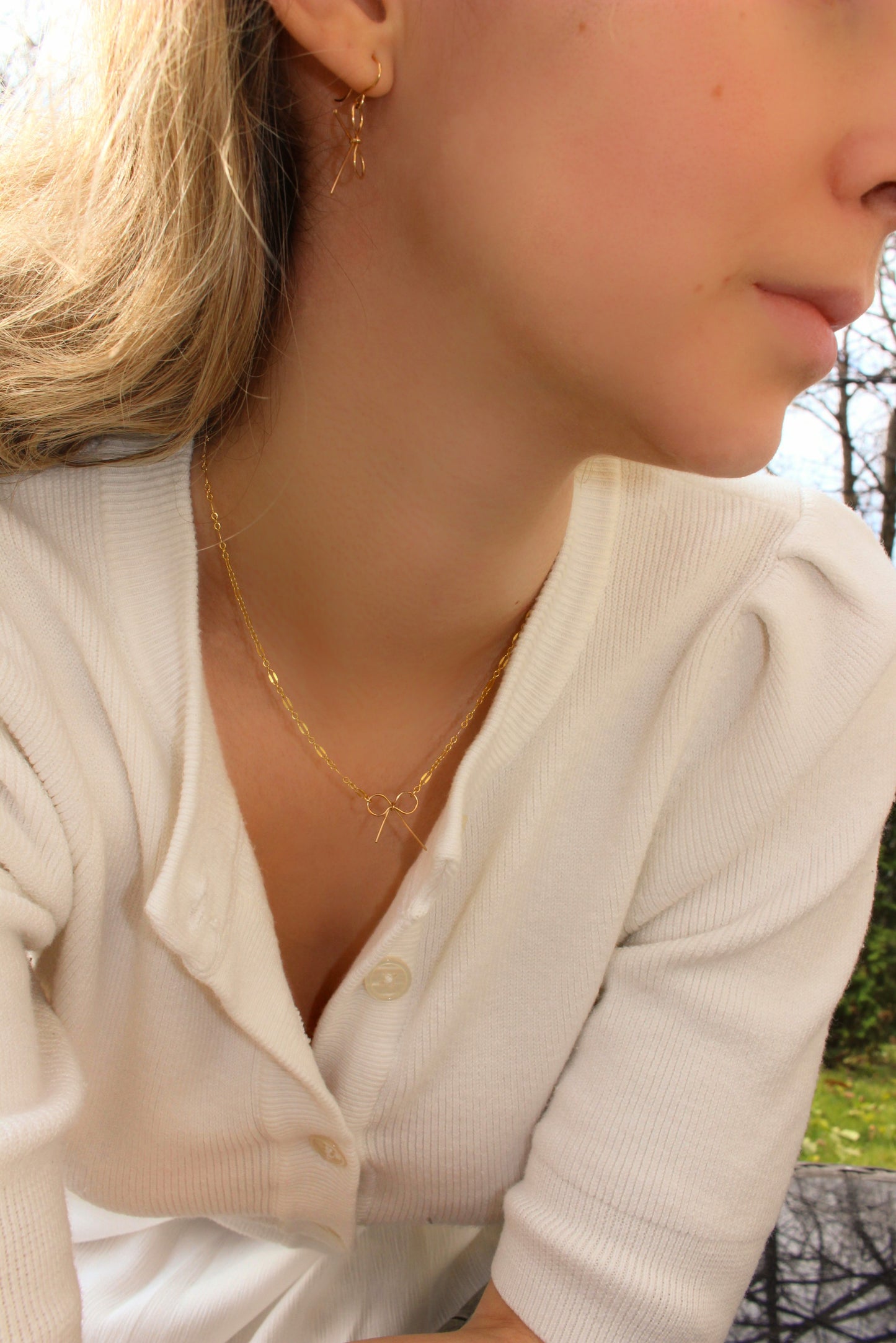 Bow Knot Necklace in 14k Gold Filled