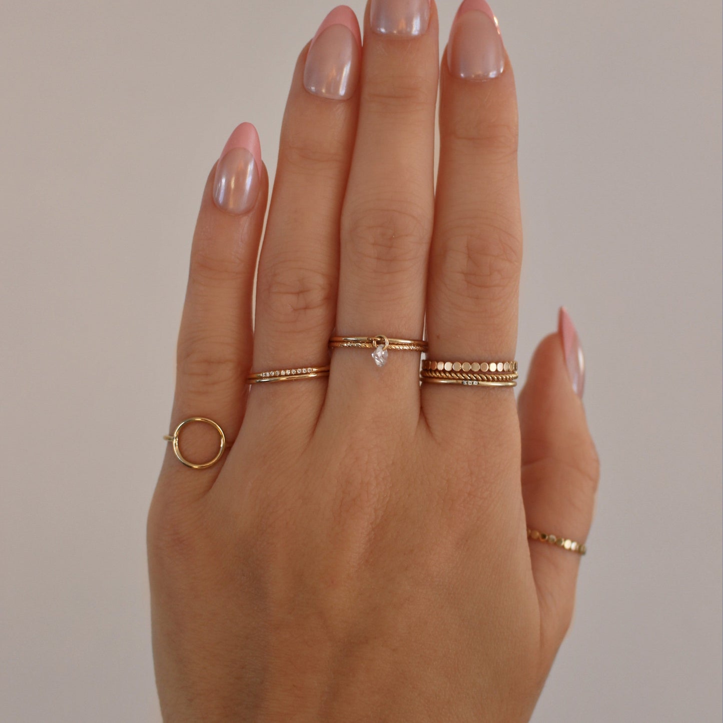 Dangle Diamond Ring in 14k Gold Filled ∙ Pendant Ring ∙ Zircon Charm Ring∙ 1/20 real 14k gold
