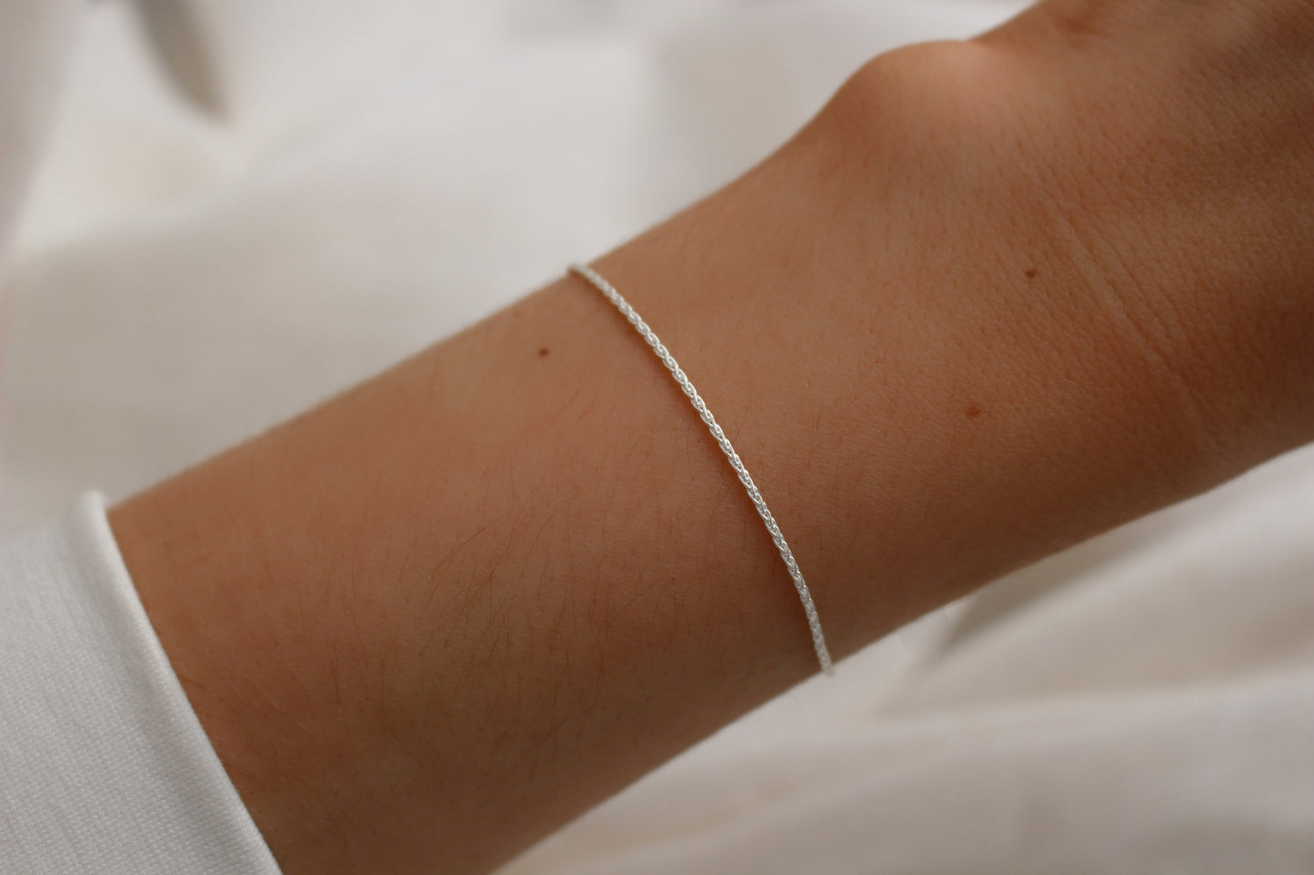 925 Sterling Silver Bracelet ∙ Small Wheat Chain Bracelet For Her