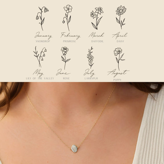 Birth Flower Necklace in 14k Gold Filled · Wild Flower Memorial