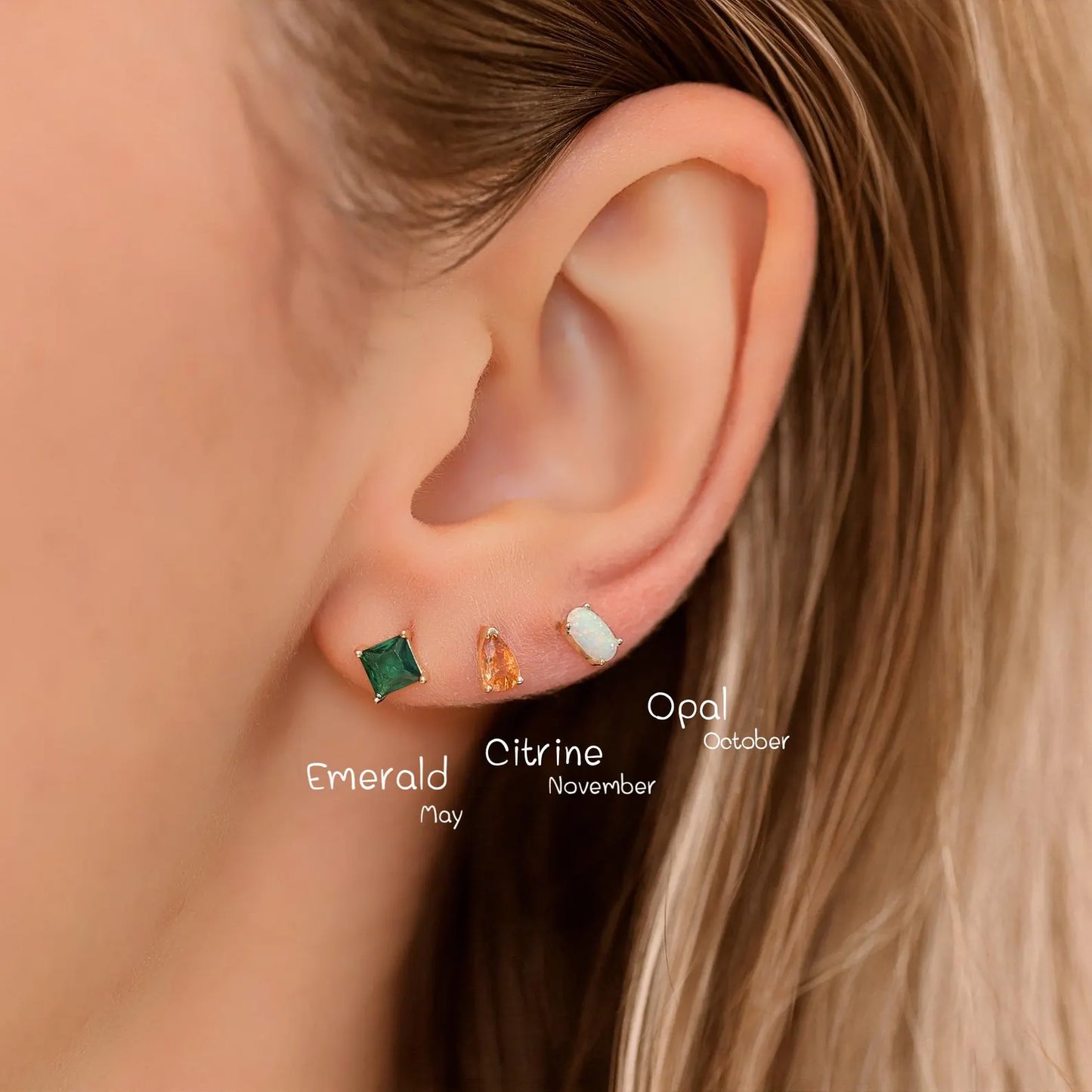 Tiny 18k Gold Studs Earrings AAAAA Zirconia · Birthstone Gemstones Earrings
