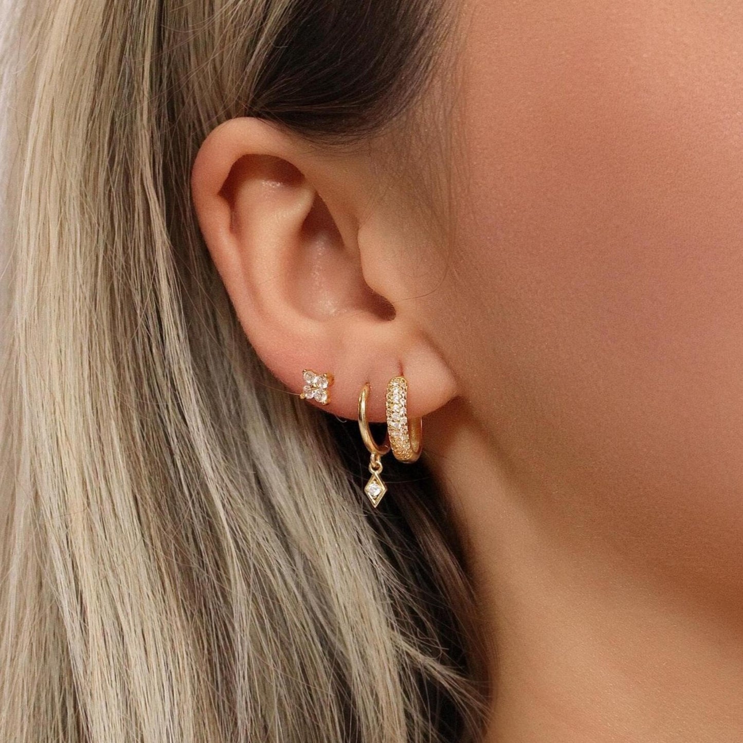 Pave Diamond Hoops ∙ 18k Gold 925 Sterling Silver ∙ 10mm