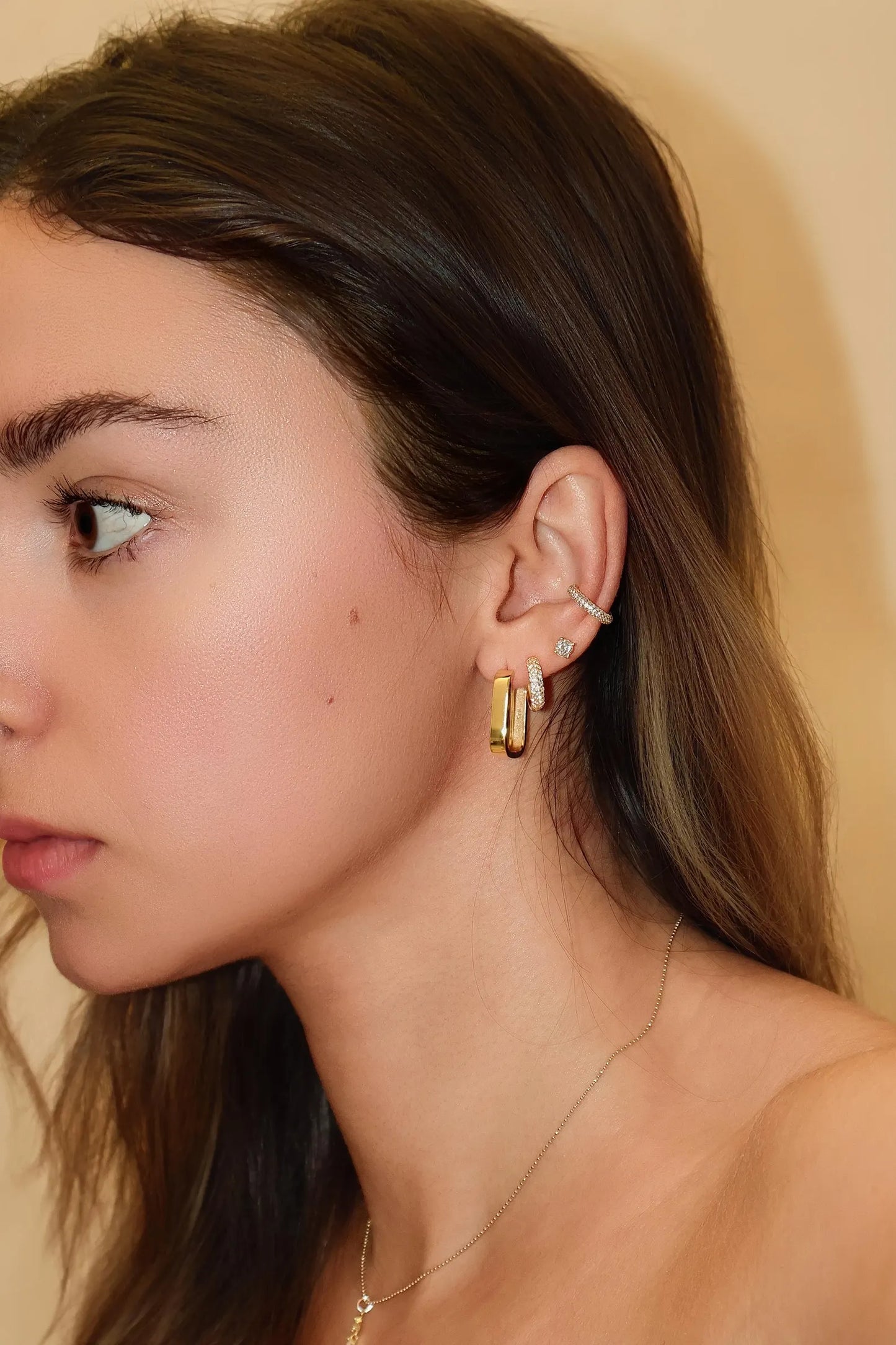Minimalist Diamond Paved Ear Cuff in 925 Sterling Silver 18k Gold