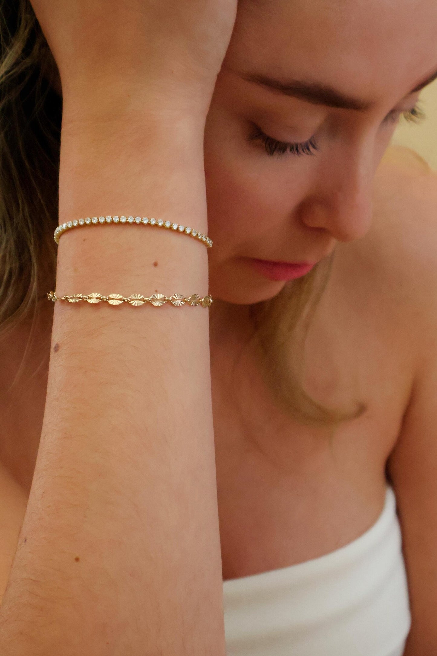 14k Gold Filled Chunky Bracelet · Sunburst Sequin Custom Length Chain