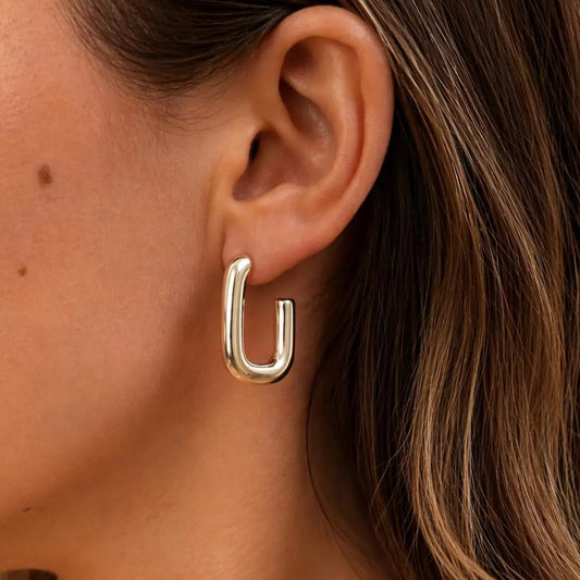 925 Sterling Silver Rectangle Tube Hoops Earrings