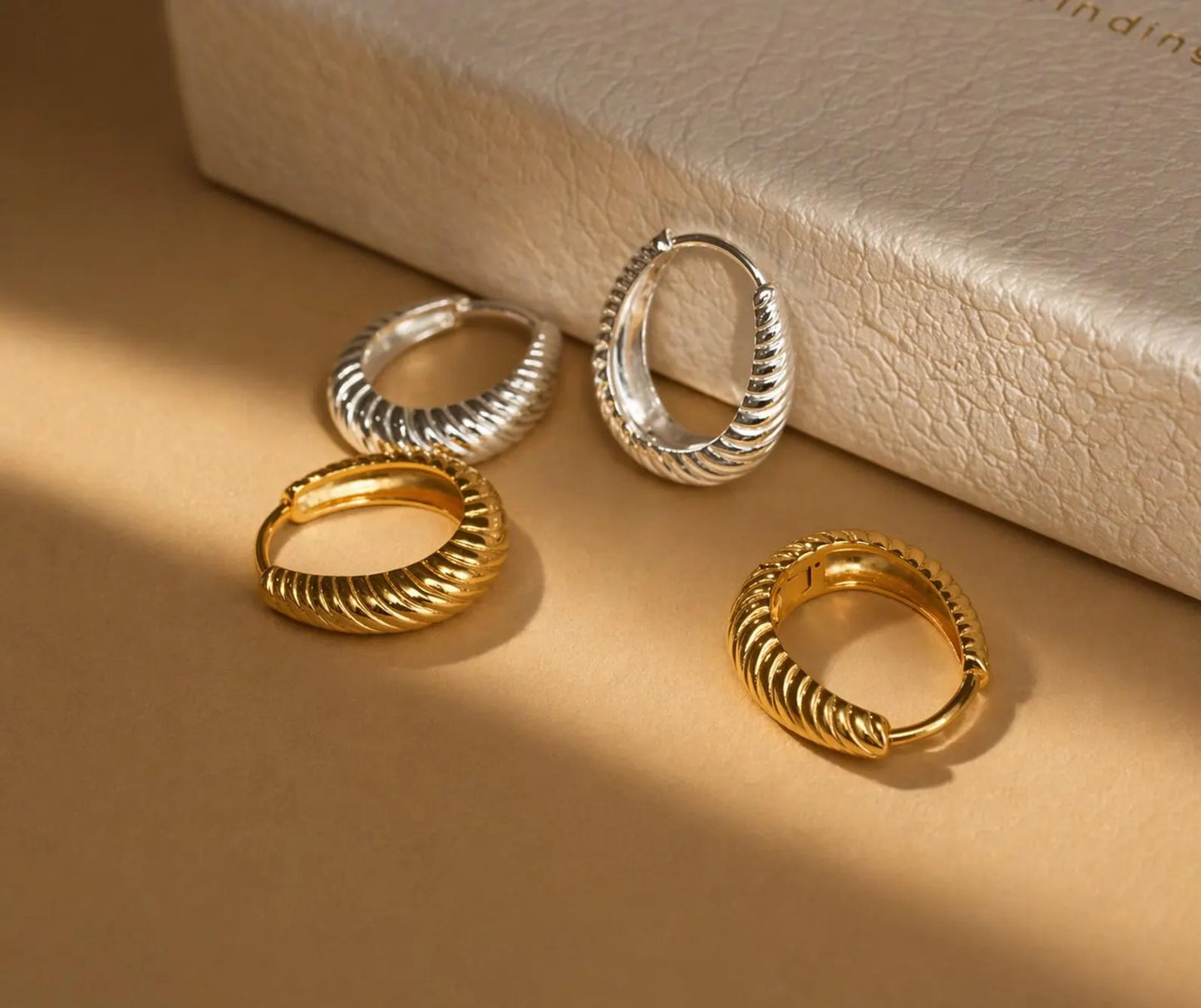 SELENA - Minimal Twisted Hoops in 925 Sterling Silver Filled ∙ 18k Gold Daily Wear Earrings ∙ Croissant Hoop