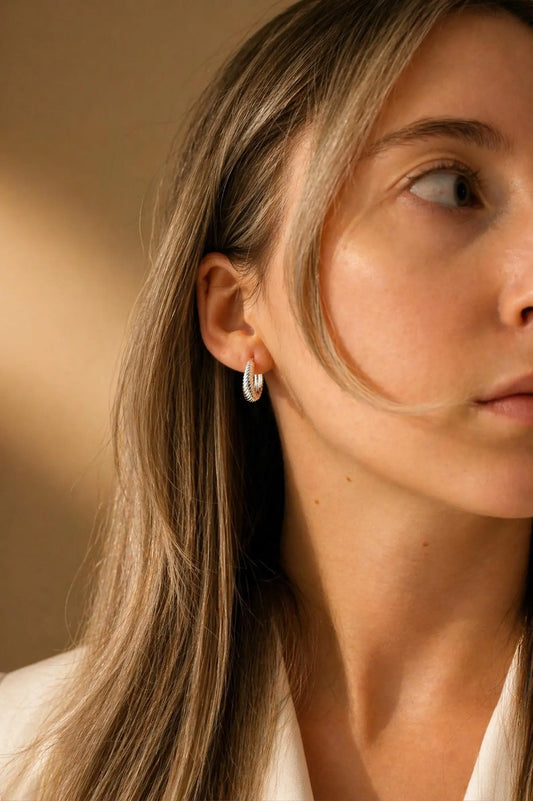 SELENA - Minimal Twisted Hoops in 925 Sterling Silver Filled ∙ 18k Gold Daily Wear Earrings ∙ Croissant Hoop