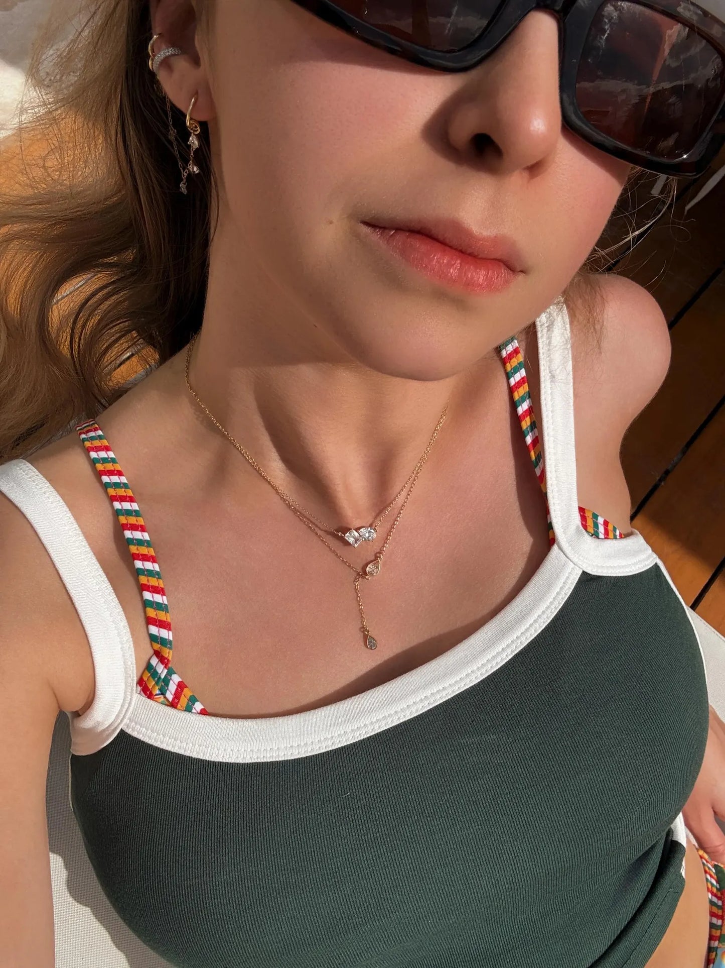 14k Gold Filled Lariat Y Drop Diamond  Necklace