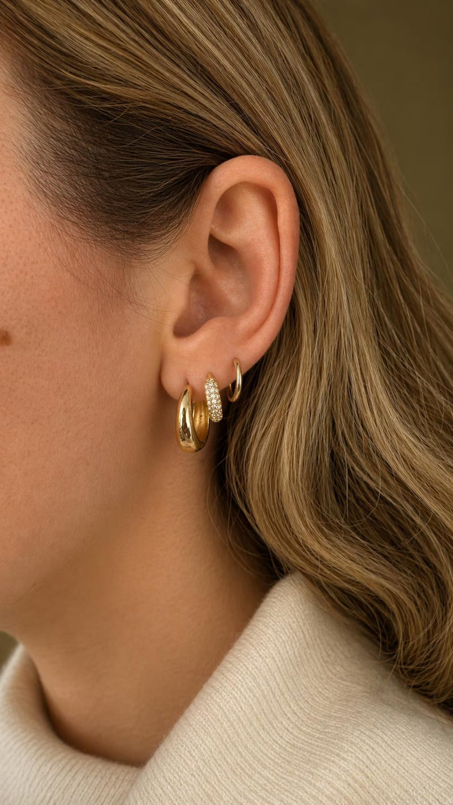 Boucles d'oreilles créoles rondes en vermeil or 18 carats ∙ 18 mm