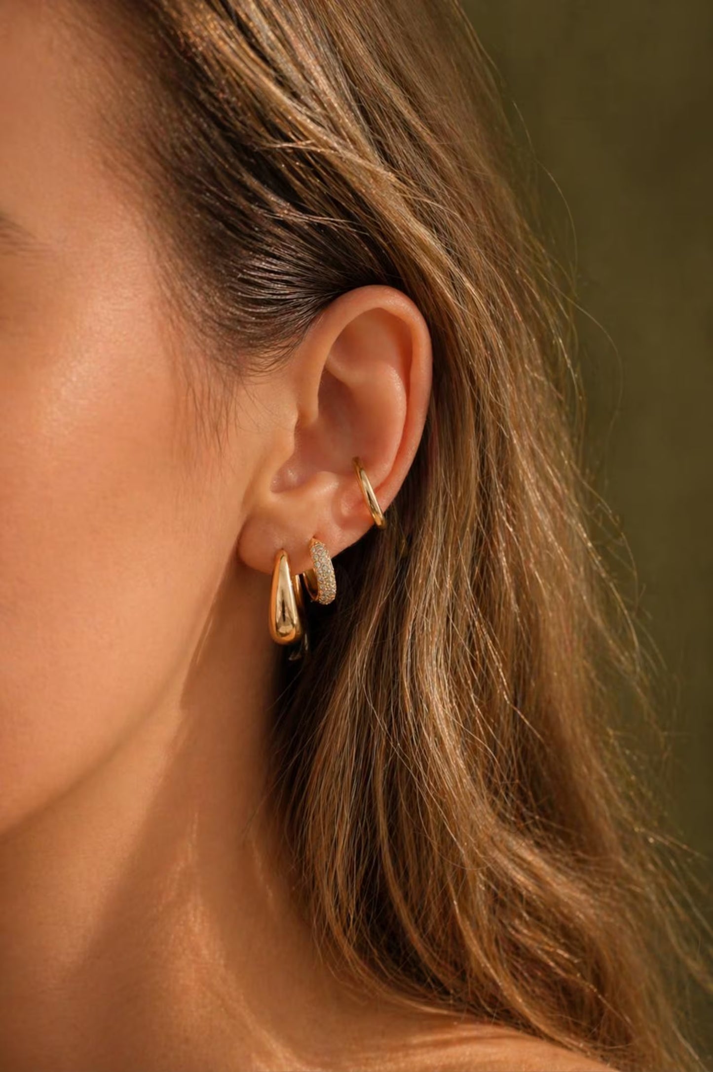 Boucles d'oreilles créoles rondes en vermeil or 18 carats ∙ 18 mm