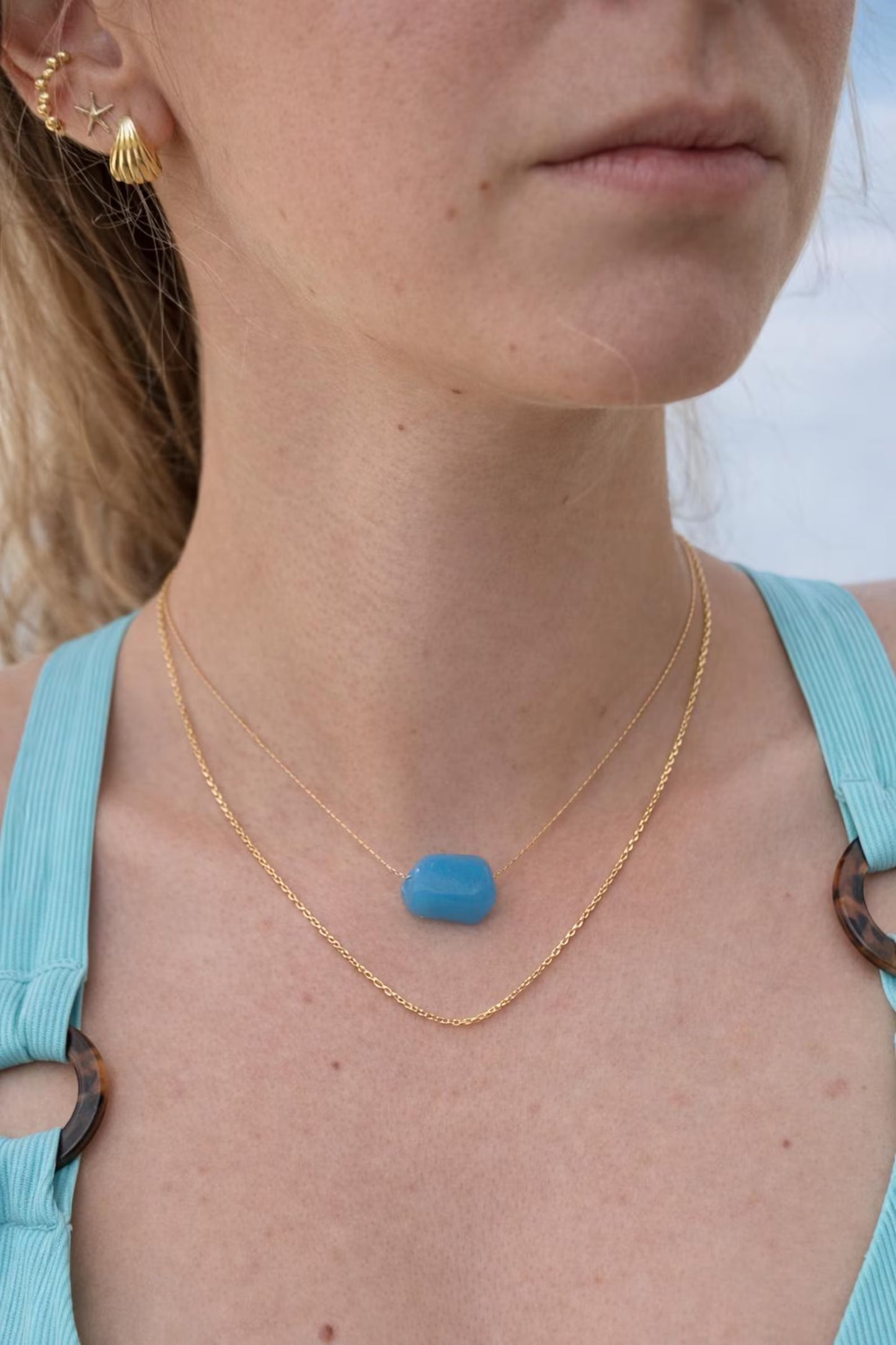 Gemstone Raw Crystal Necklace in 14k Gold Filled · Natural Freeform Stones · Labradorite Moonstone Peridot Rose Quartz Carnelian Necklace