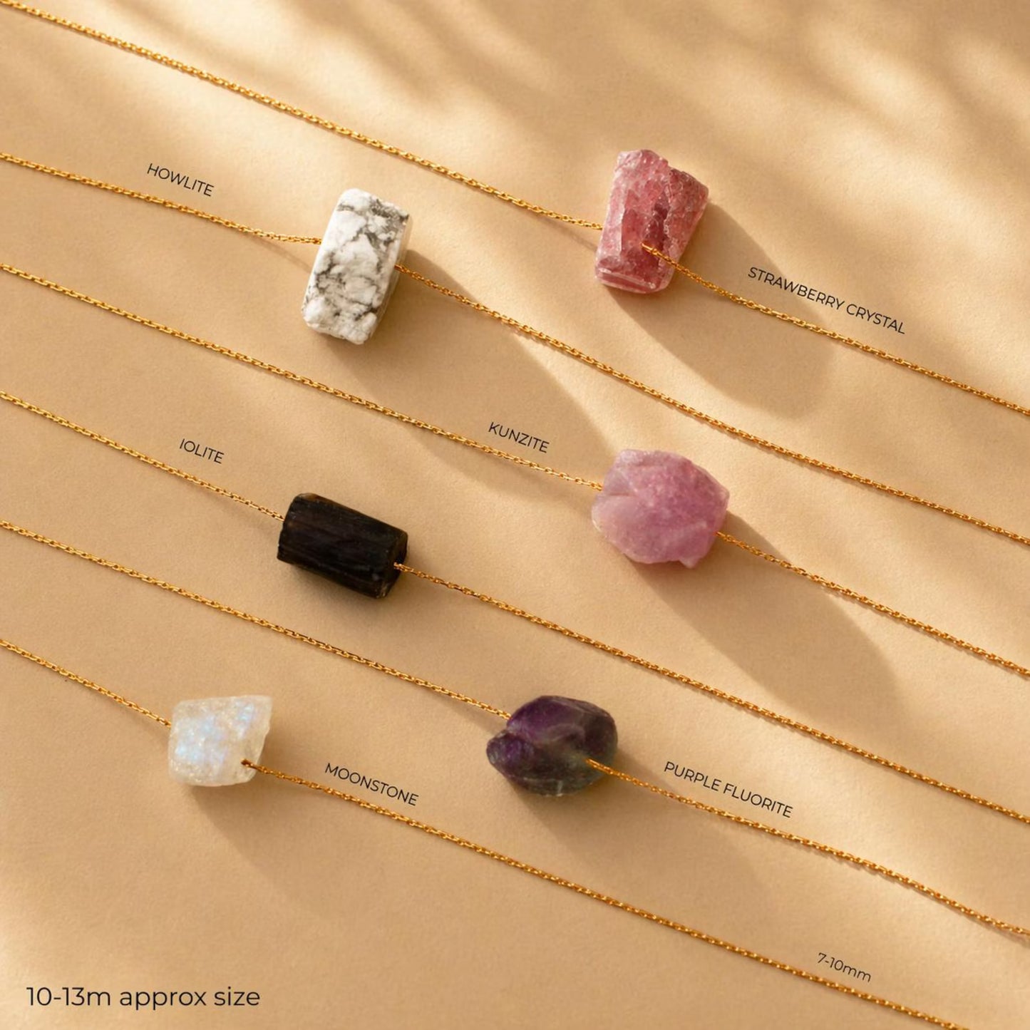 Gemstone Raw Crystal Necklace in 14k Gold Filled · Natural Freeform Stones · Labradorite Moonstone Peridot Rose Quartz Carnelian Necklace