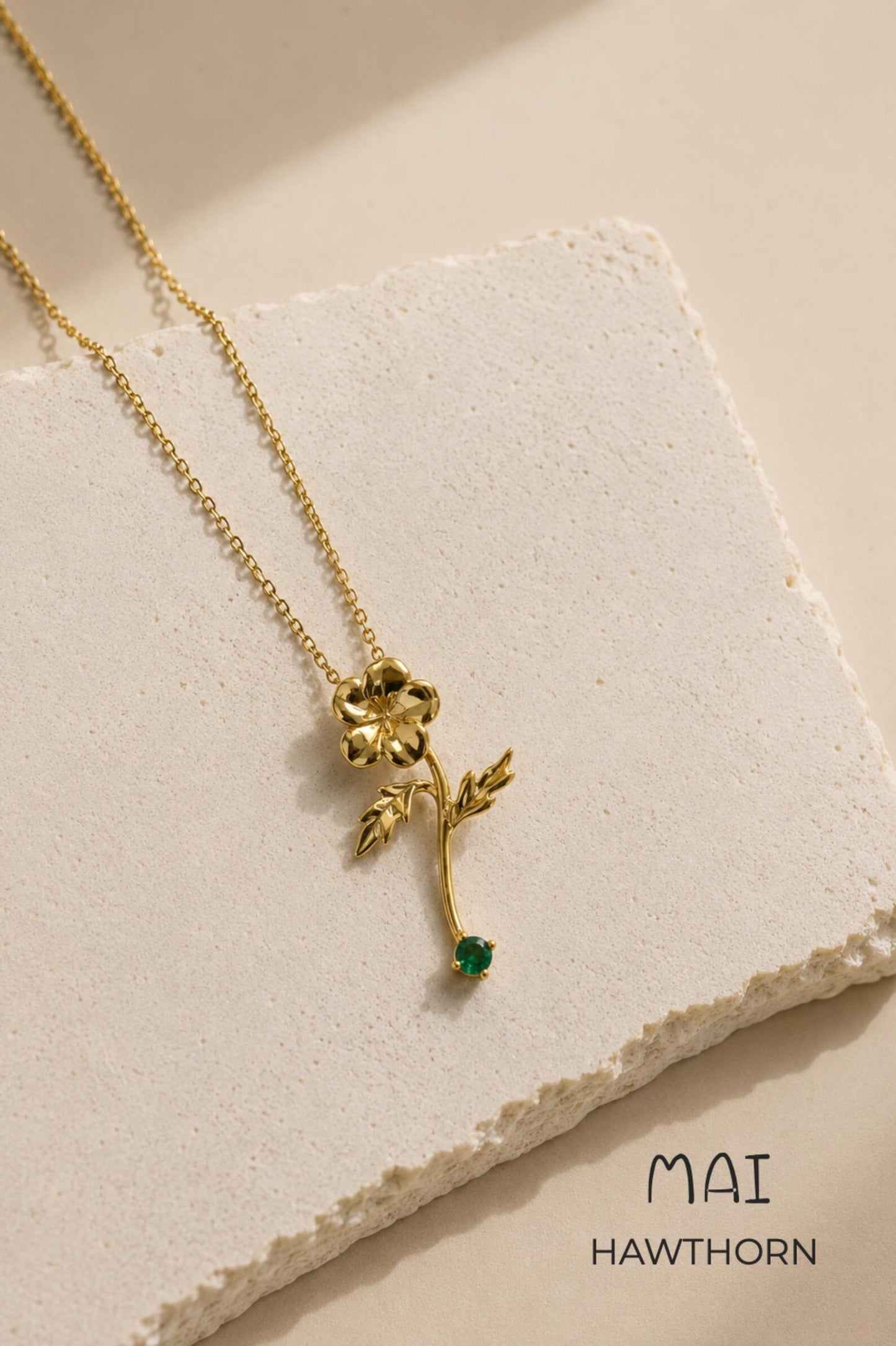 18K Gold Birth flower Necklace · Dainty Gold Jewelry · Birthstone Diamond Flower Necklace · Stackable Necklace · Birthday Gift For Her