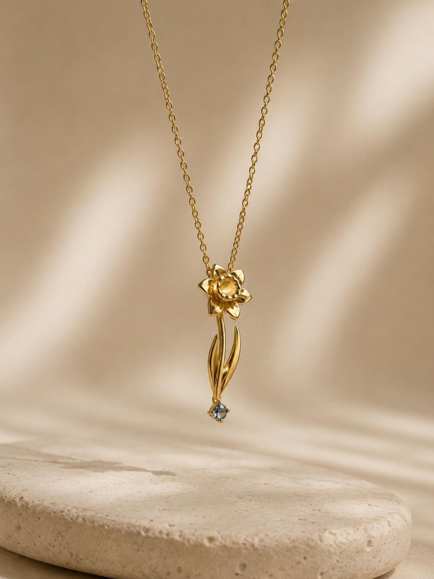18K Gold Birth flower Necklace · Dainty Gold Jewelry · Birthstone Diamond Flower Necklace · Stackable Necklace · Birthday Gift For Her