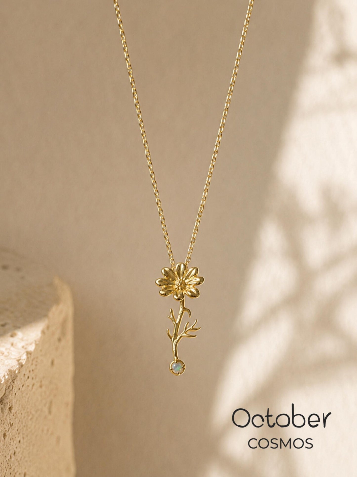 18K Gold Birth flower Necklace · Dainty Gold Jewelry · Birthstone Diamond Flower Necklace · Stackable Necklace · Birthday Gift For Her