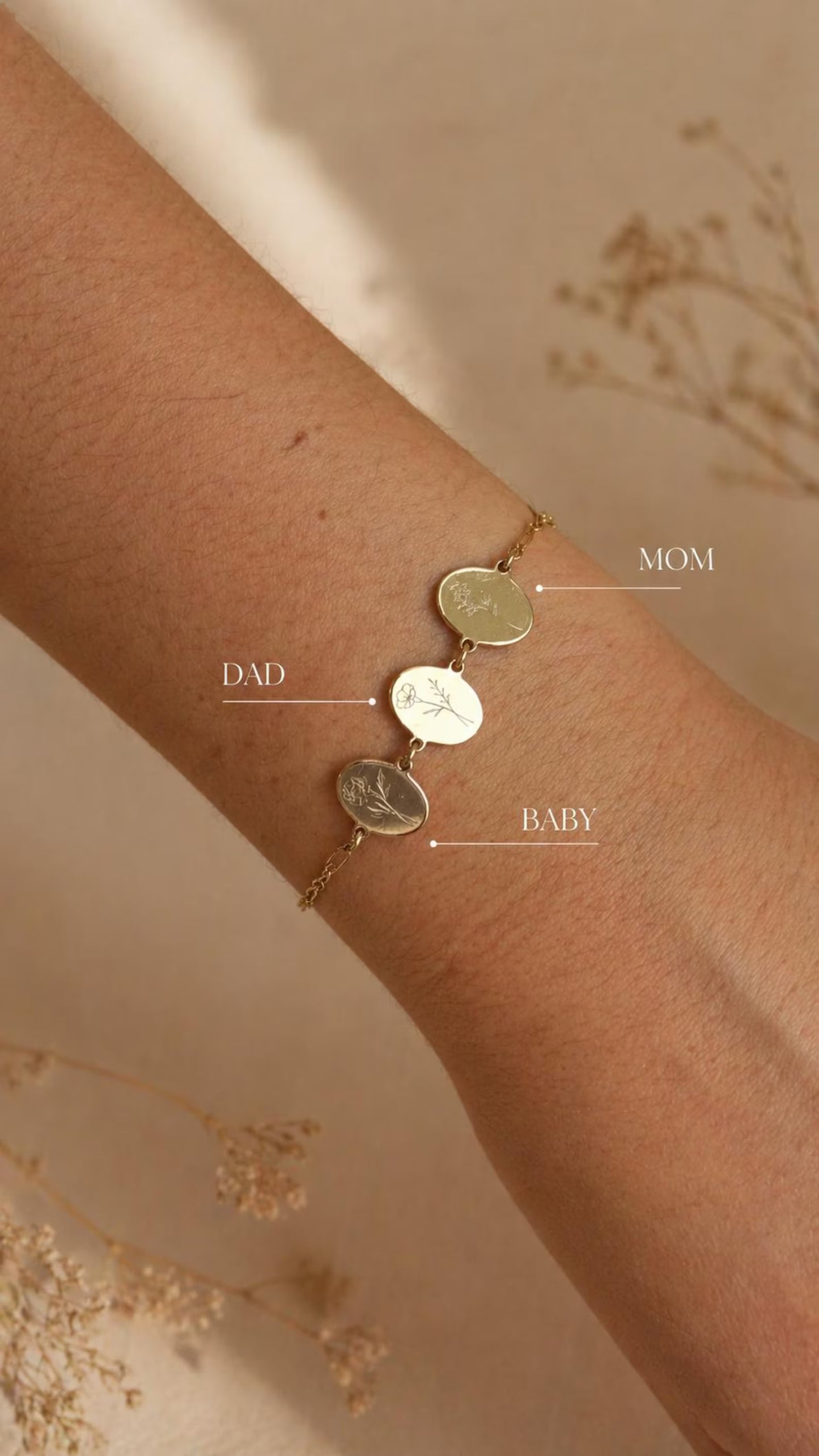 Birth Flower Bracelet in 14k Gold Filled · Waterproof Bracelet · Botanical Bracelet