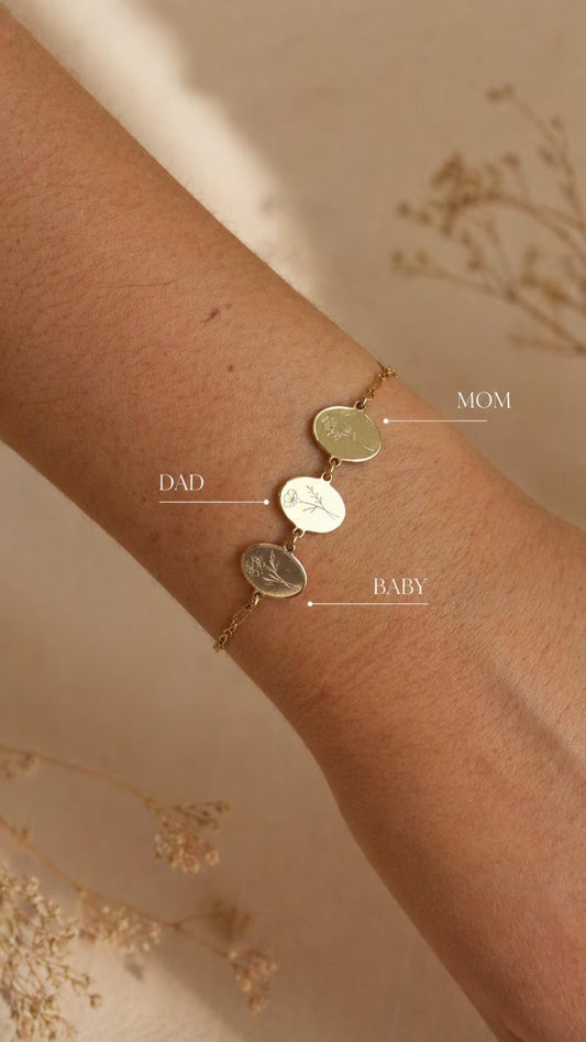 Birth Flower Bracelet in 14k Gold Filled · Waterproof Bracelet · Botanical Bracelet