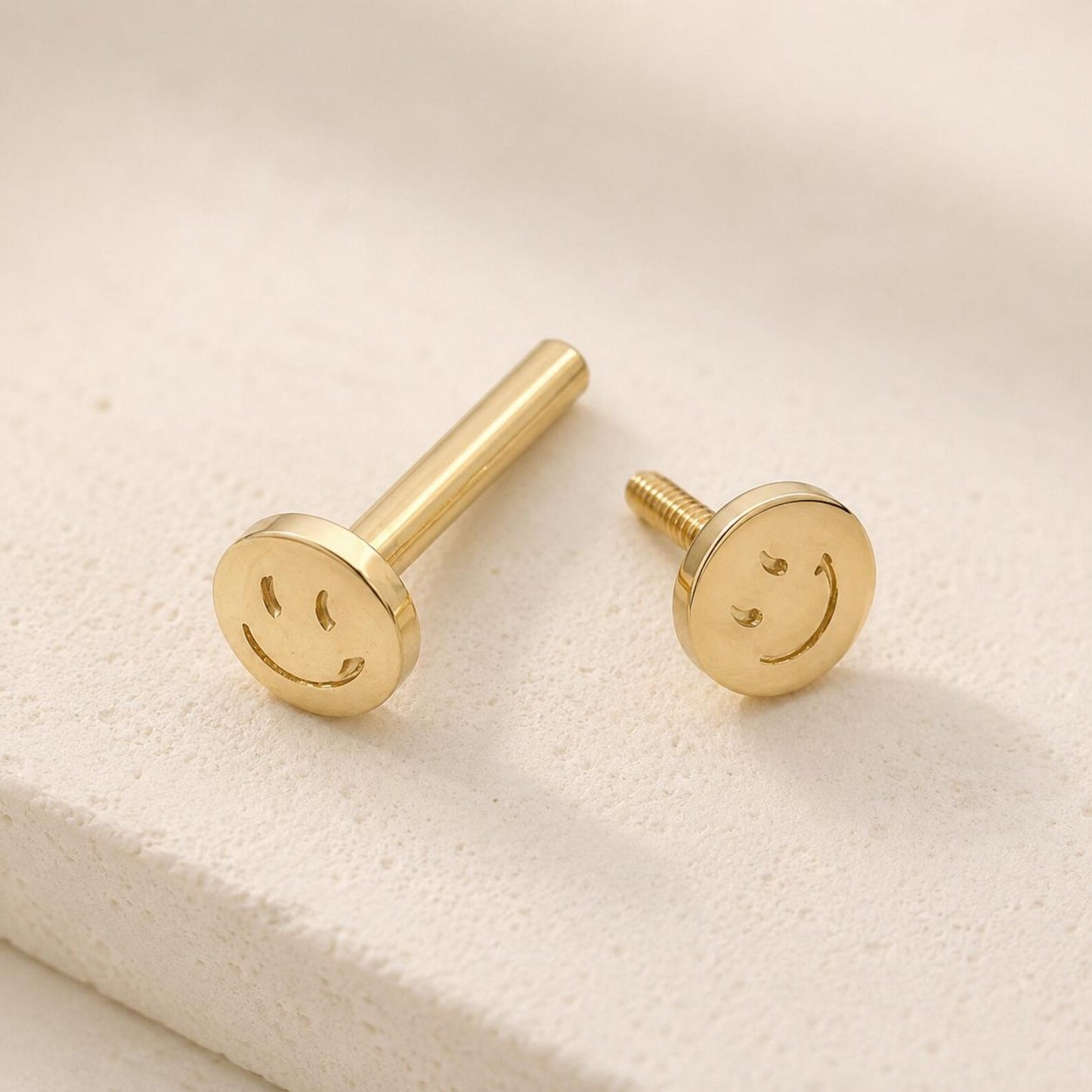 14K Gold Filled Flat Back Studs · Star Heart Smiley Flower · Earrings for Kids Hypoallergenic